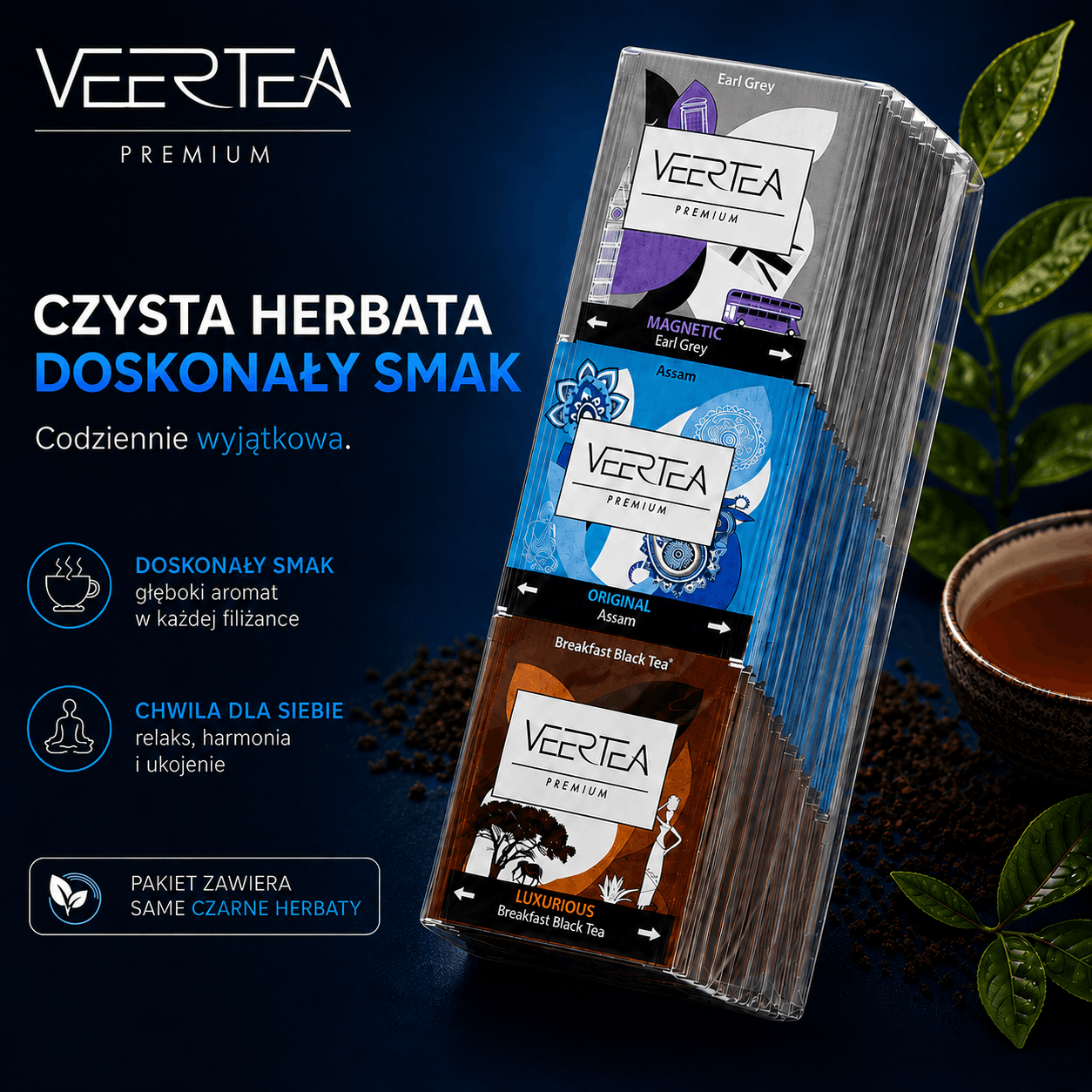Zestaw herbat czarnych w saszetkach Veertea 60 torebek